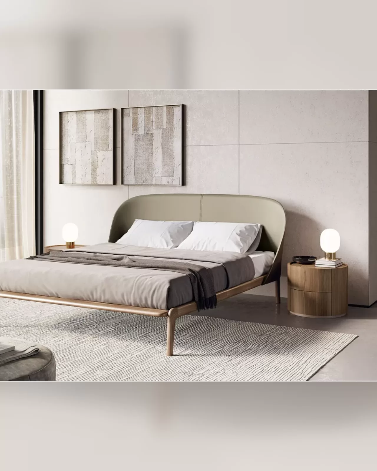 Tamago Bed, Dall'Agnese upholstered bed made in Italy