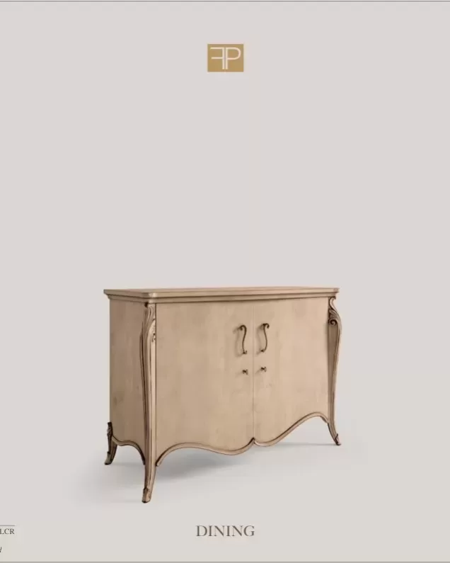 Opera Shaped Sideboard, Flat Doors, 2 Doors, Opera hand-carved furniture by Francesco Pasi
