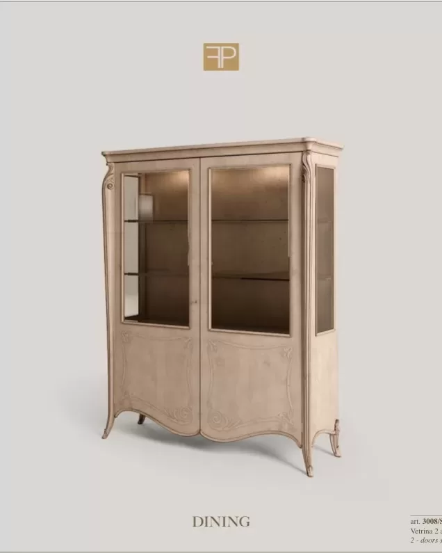Opera Shaped Silver Cabinet, Carved "B" Decoration, 2 Doors, Opera hand-carved furniture by Francesco Pasi
