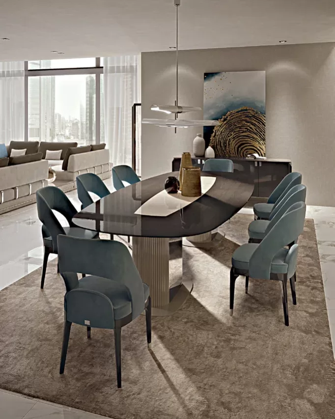 Icon Barrel-Shaped Table, Single Base by Francesco Pasi, Icon dining table in Canaletto walnut
