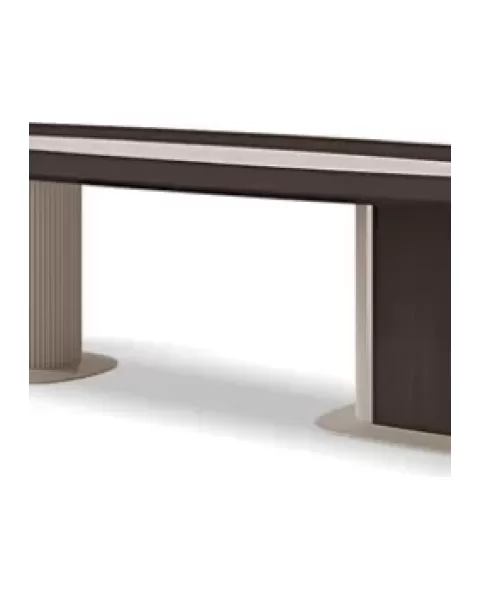 Icon Barrel-Shaped Table, Double Base by Francesco Pasi, Icon dining table in Canaletto walnut