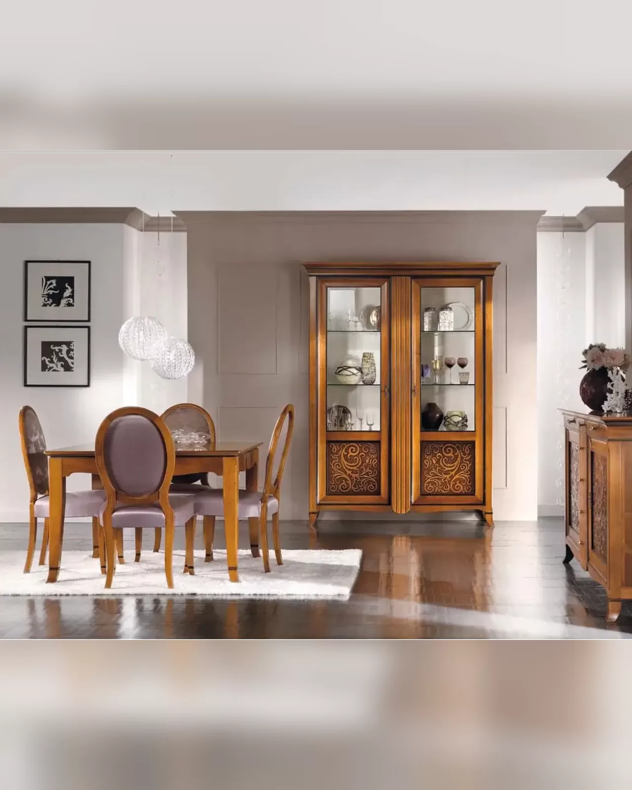 New Deco Bicolor Showcase Cabinet by Francesco Pasi, New Deco bedroom in solid cherry