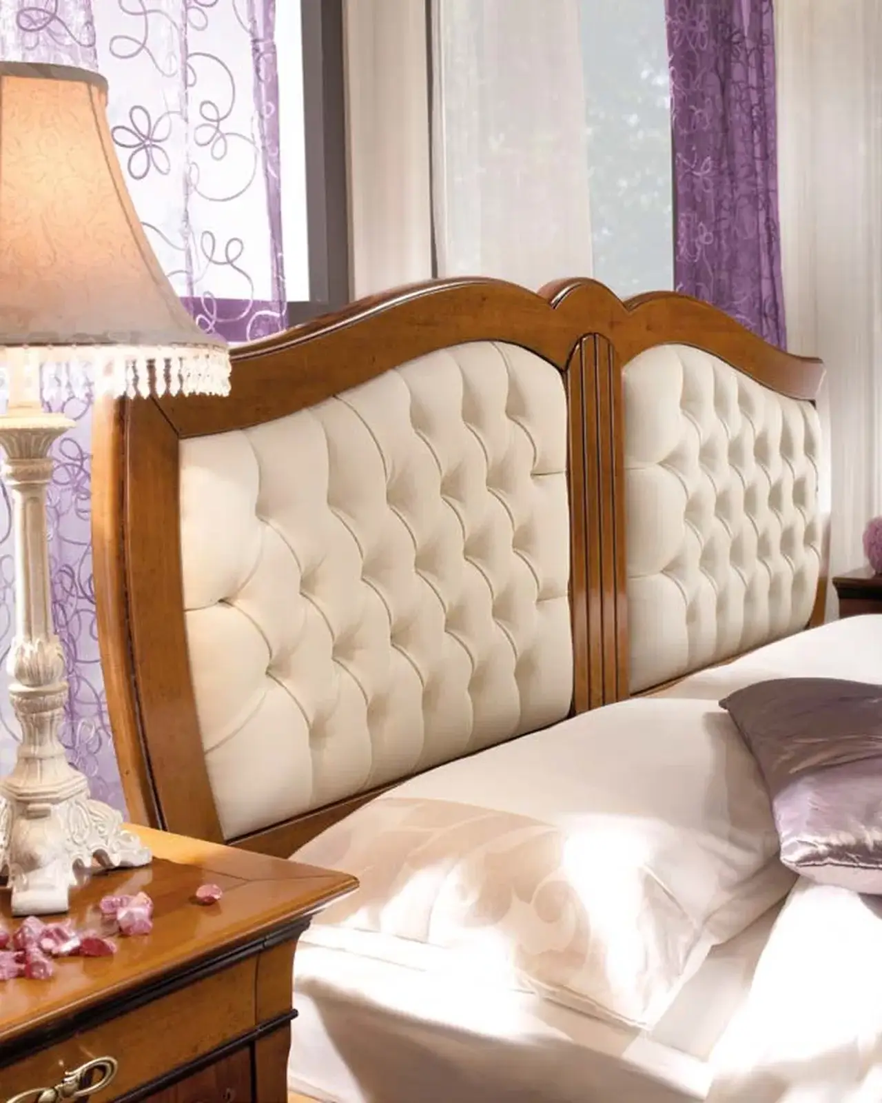 New Deco Bed with Leather Headboard by Francesco Pasi, New Deco bed with leather headboard