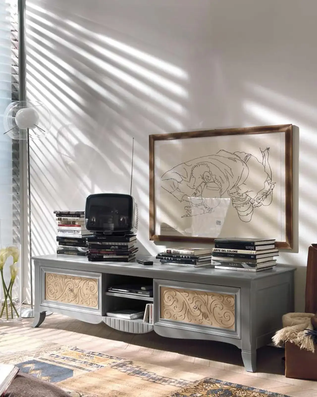 New Deco TV Base with Central Door by Francesco Pasi, New Deco TV unit in solid cherry