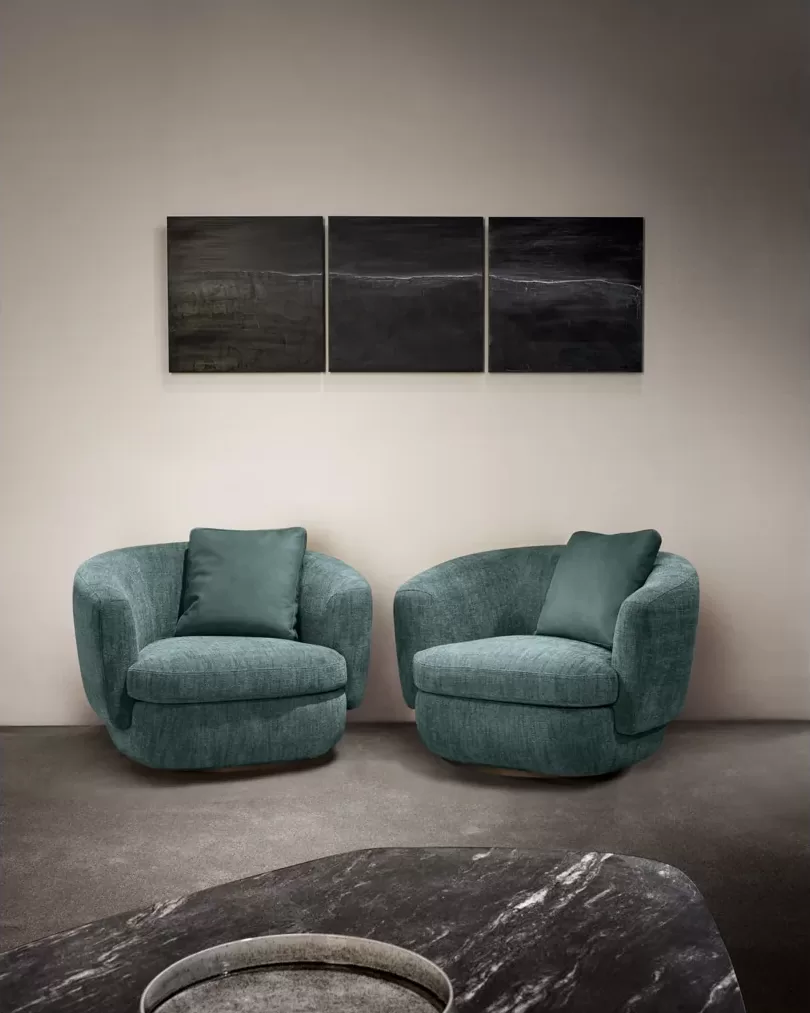 Gabrielle Swivel Armchair by Cantori, a high-end swivel armchair