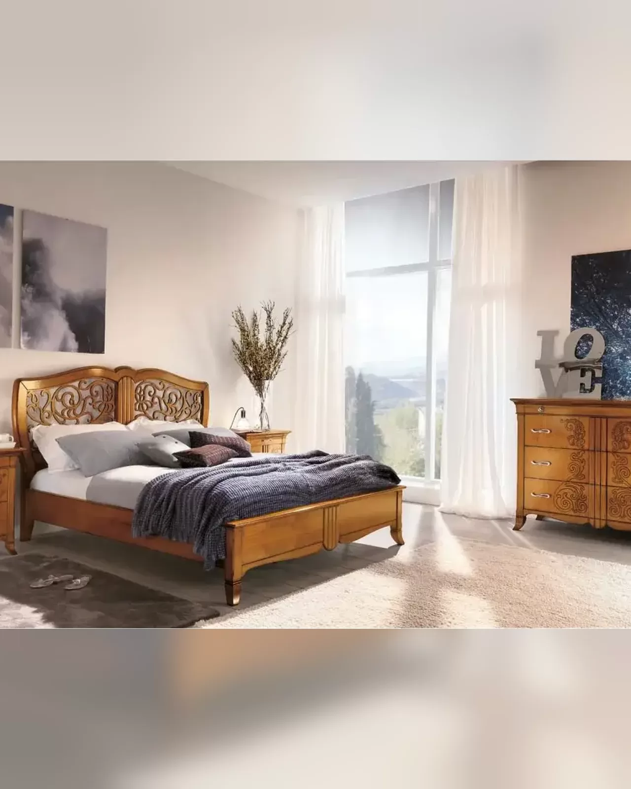 New Deco Nightstand, Natural Facade by Francesco Pasi, Italian nightstand for a luxury bedroom