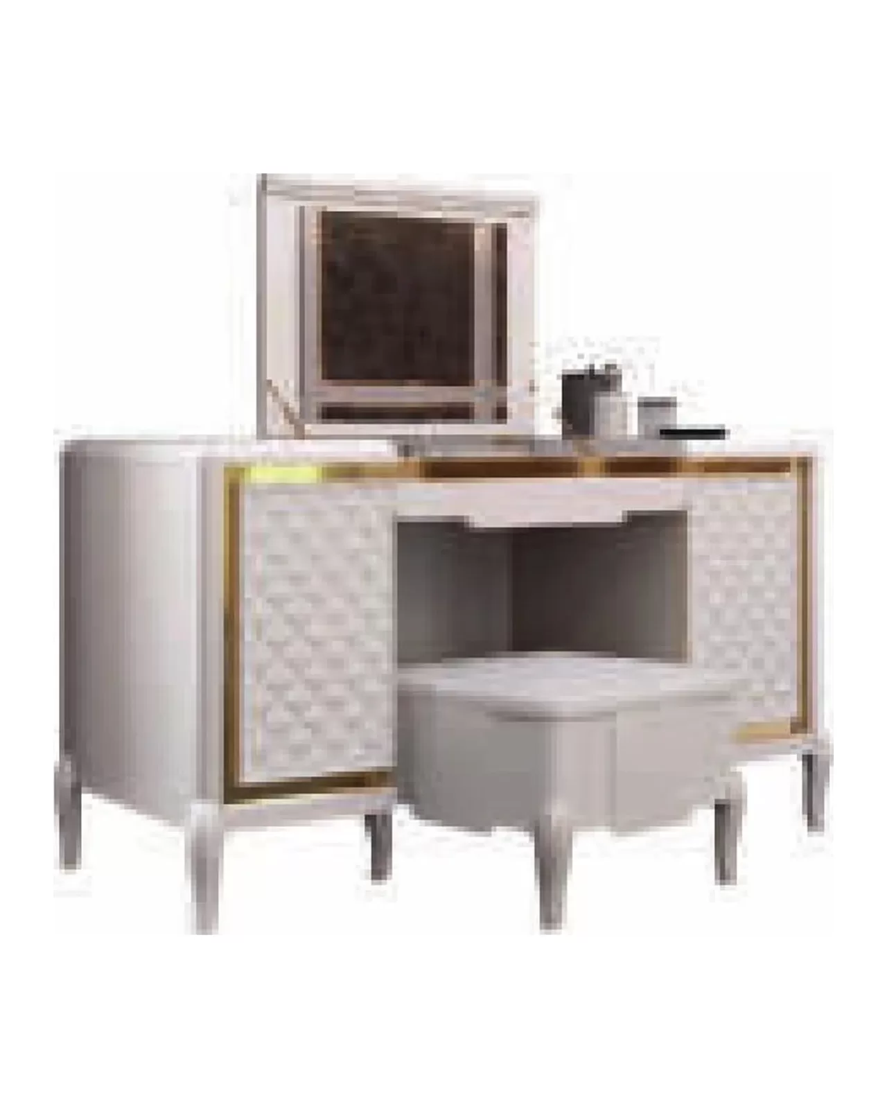 Ocean Vanity Table, Hand-quilted rhombus-pattern facade, Ocean by Francesco Pasi