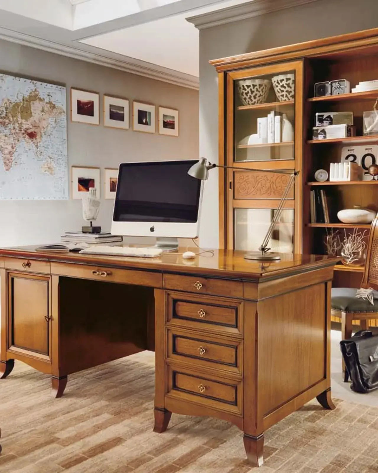 New Deco Desk, Leather Top, Italian desk by Francesco Pasi