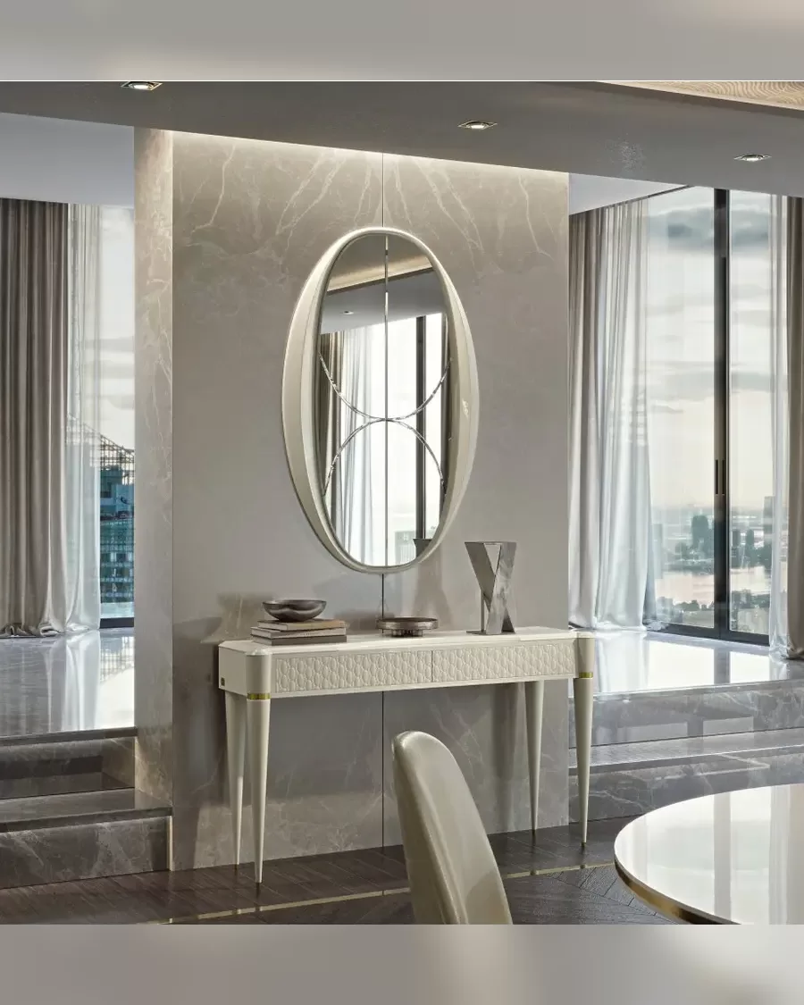 Ellipse Oval Mirror, mirror above a bedroom dresser