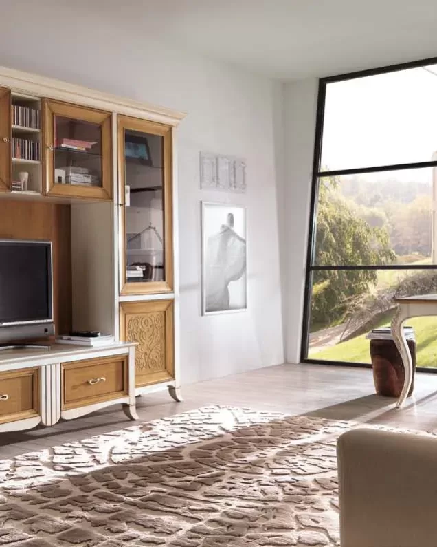 New Deco Equipped Wall with Natural Panels by Francesco Pasi, New Deco classic living room