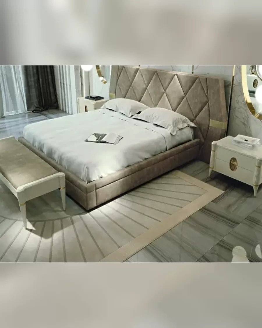 Ellipse Bed with Quilted Headboard by Francesco Pasi, luxury Italian bed for the master bedroom