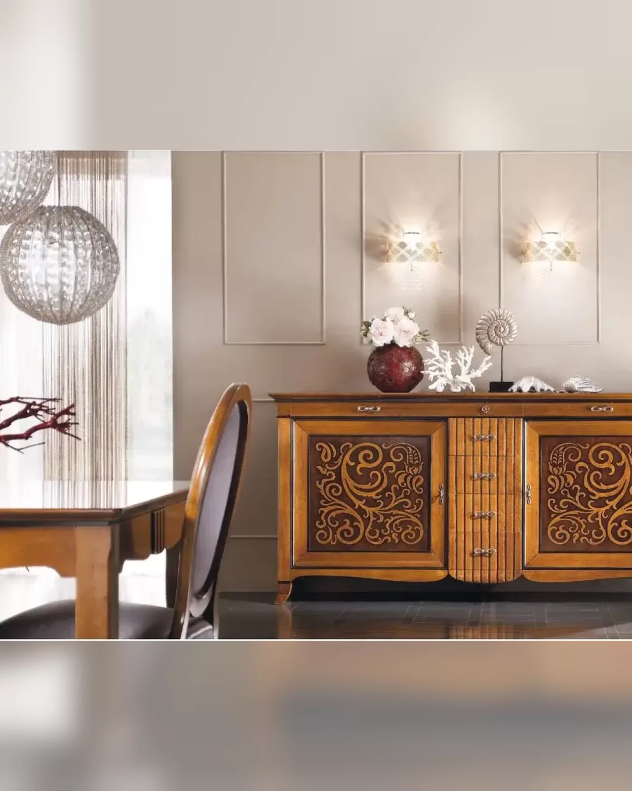 New Deco Sideboard with Natural Bicolor Panels by Francesco Pasi, Italian sideboard for a dining room