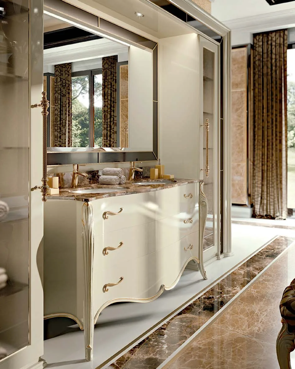 Opera Double Bathroom Cabinet, carved Opera sideboard by Francesco Pasi