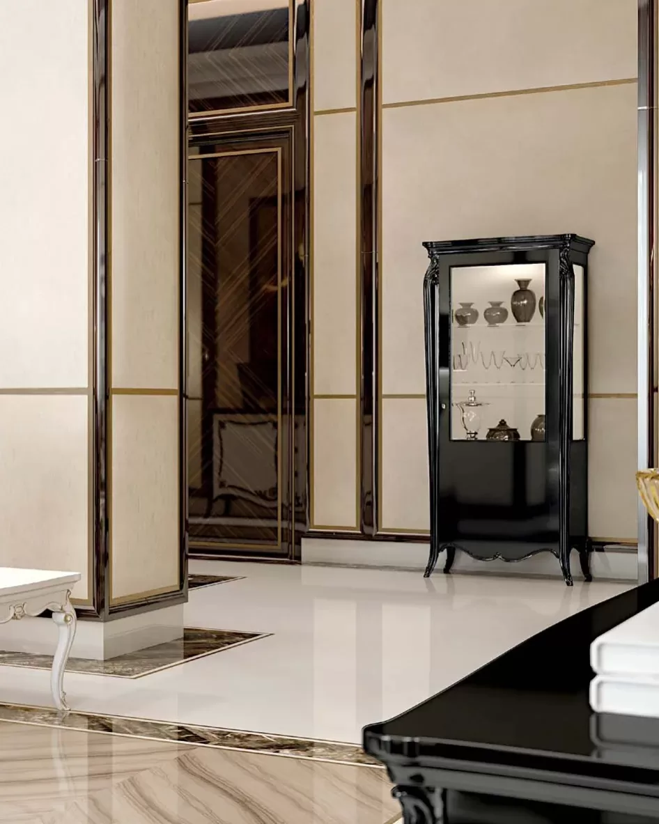 Opera Shaped Silver Cabinet, Flat Doors, 1 Door by Francesco Pasi, classic living room furniture