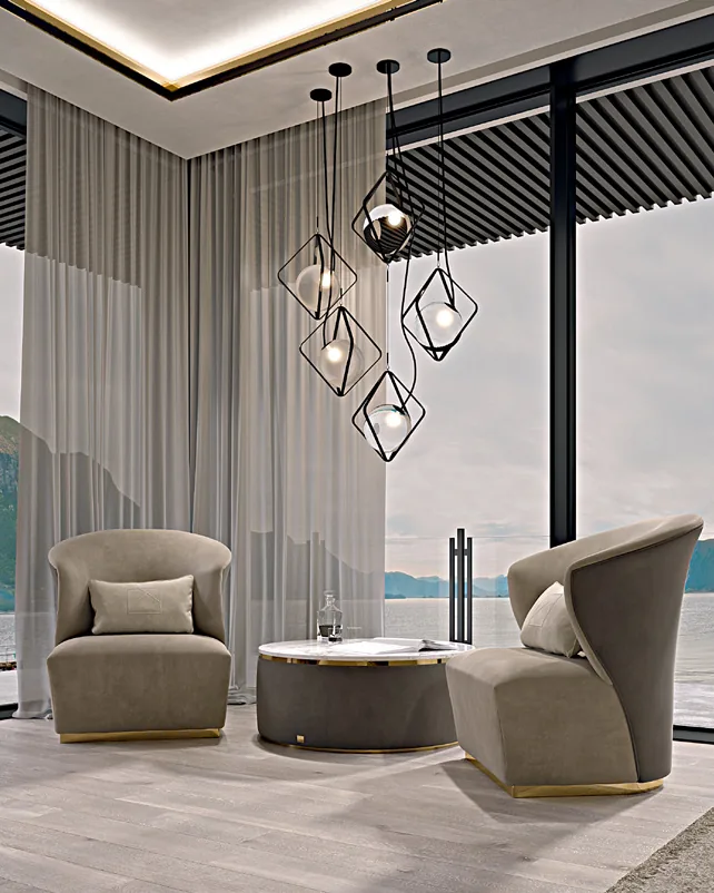 Icon Upholstered Round Coffee Table by Francesco Pasi, modern Italian coffee table