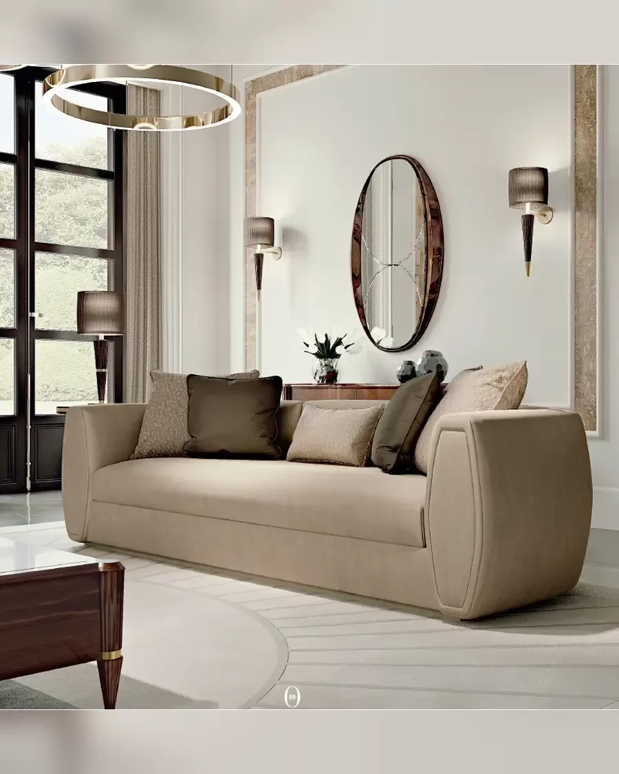 Ellipse Sofa with Rounded Arms by Francesco Pasi, modern Italian sofa for a living room