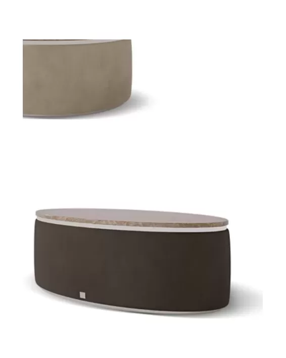 Icon Upholstered Oval Coffee Table by Francesco Pasi, Italian coffee table for a sectional sofa