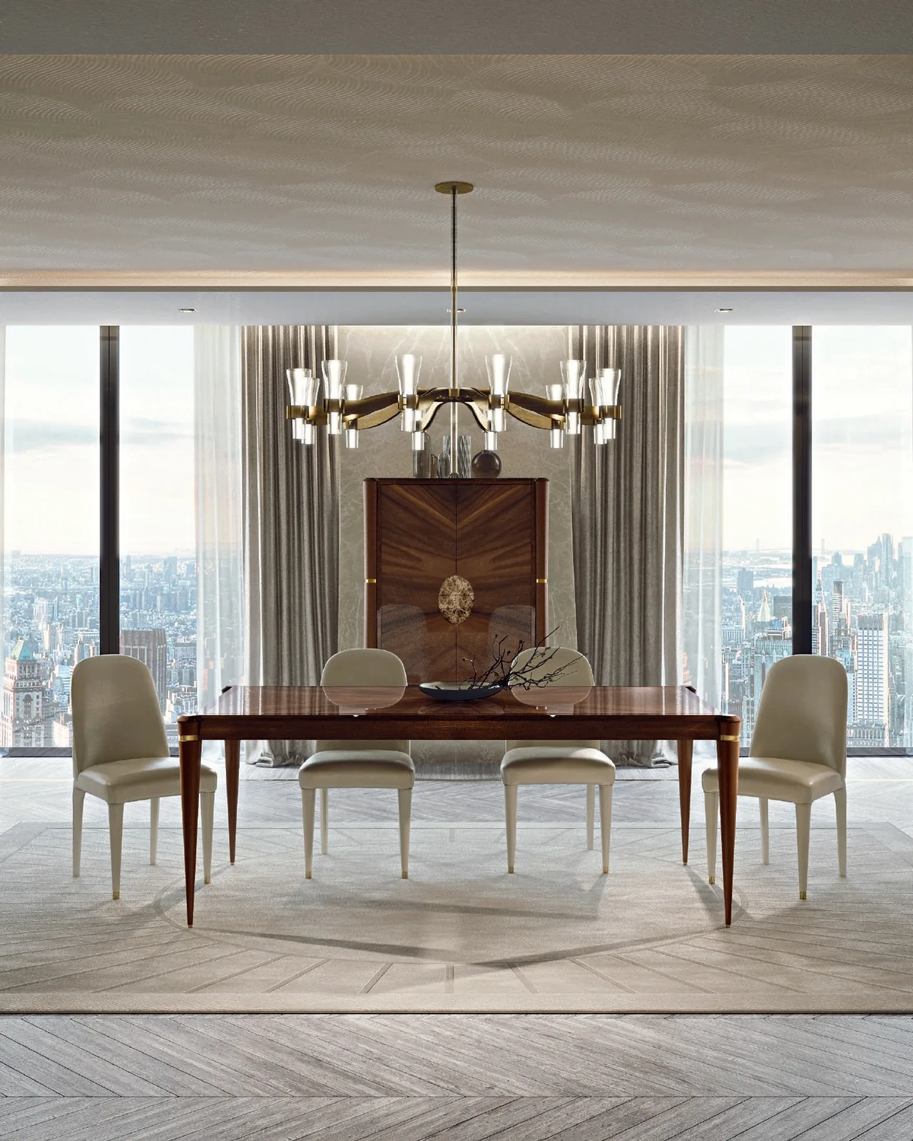 Sala da pranzo Ellipse con mobile bar, collezione Ellipse