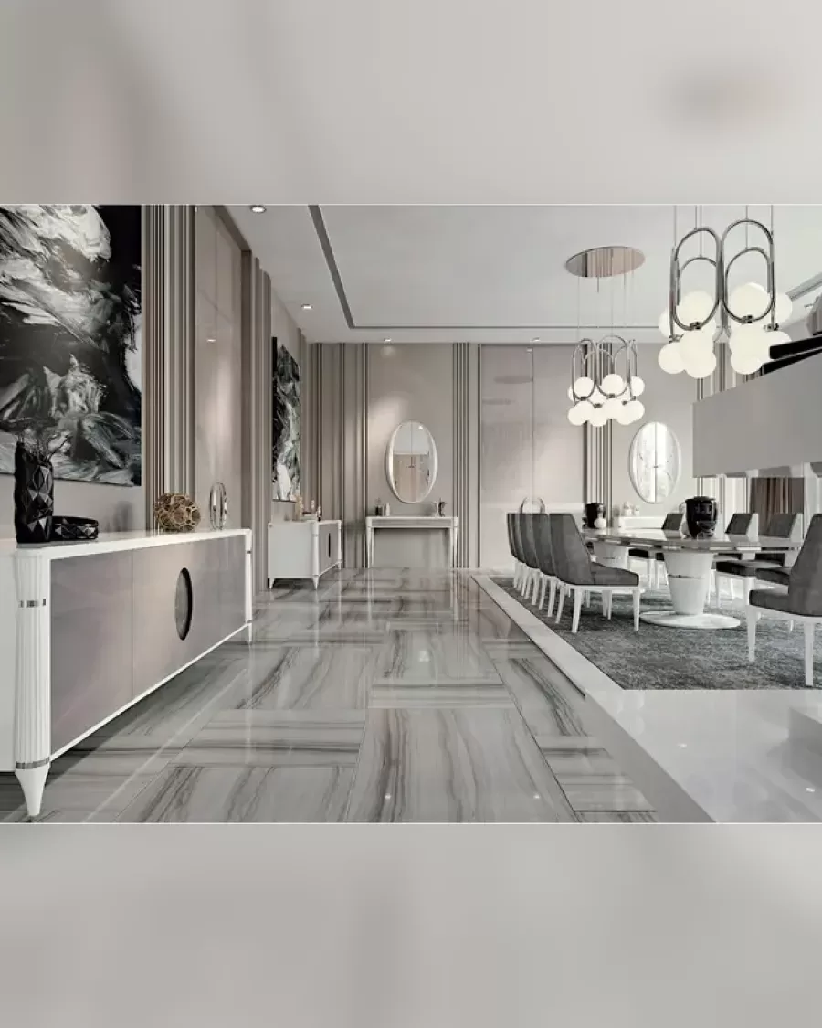 Ellipse Sideboard with Marble Oval by Francesco Pasi, Italian sideboard below a mirror
