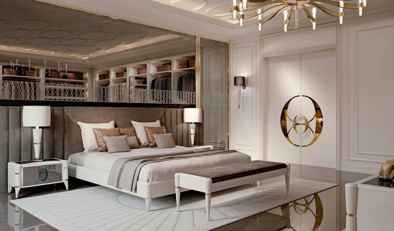 Ellipse Upholstered Bed, image 4 of 8, coordinated Italian furniture collection