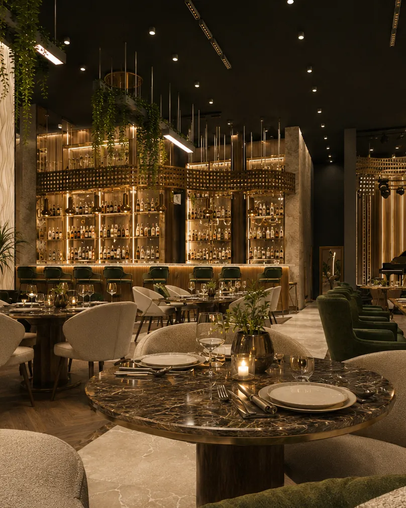 Restaurant interior designer concept, image 3 of 5, Nobili Design project for a restaurant venue