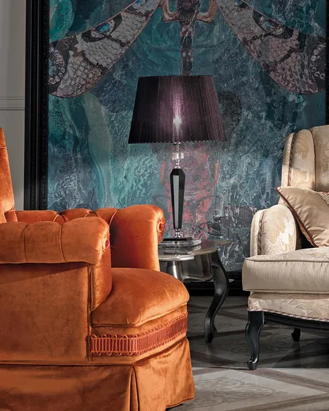 Epoque Atmosphere Velvet Armchair, Italian furniture for a villa living room