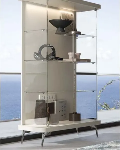 Signorini Coco Oceano Glass Showcase, Italian furniture for an apartment living room