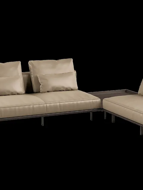 Divano componibile Pregno Utopia beige su telaio sottile, design italiano contemporaneo di divano componibile