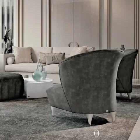 Ellipse Sofa with Straight Arms
