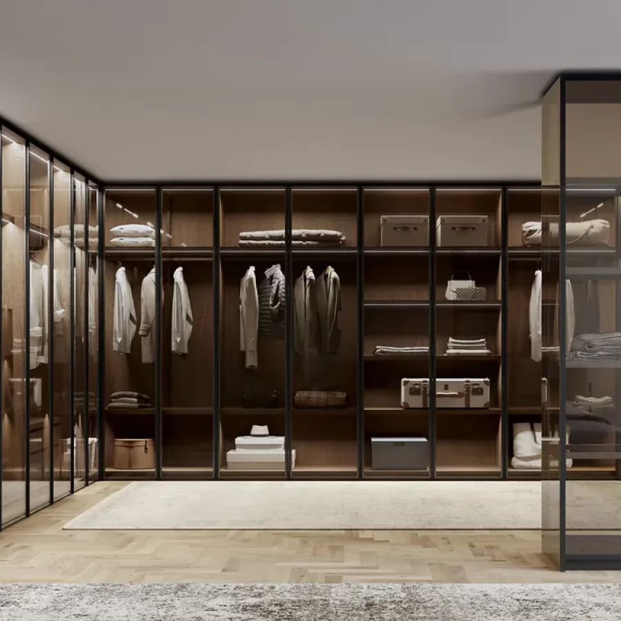 Glass Up Wardrobe by Dall'Agnese, Italian Bedroom Furniture