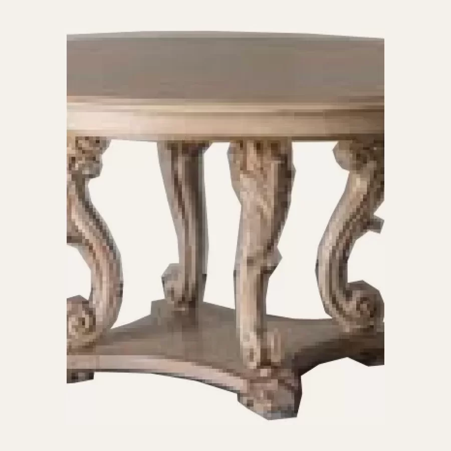 Table Gran Guardia ronde à pieds sculptés de Francesco Pasi — détail du piètement