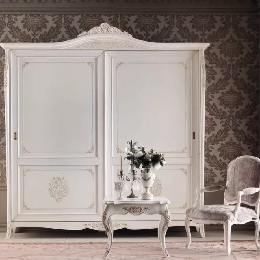 Gran Guardia Wardrobe, 2 Sliding Doors, Wood Panels by Francesco Pasi, Italian Bedroom Furniture