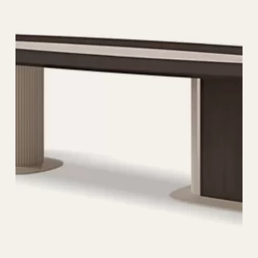 Table Icon galbée à double piètement de Francesco Pasi — vue d’ensemble