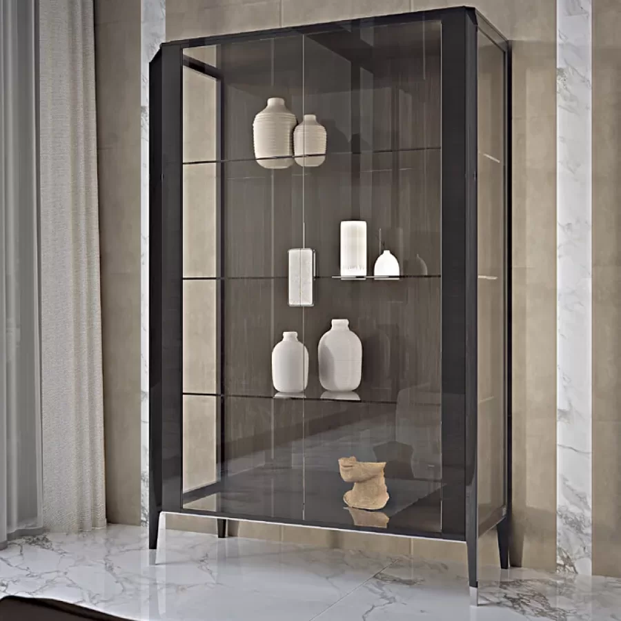 Icon Glass Cabinet, 2 Doors, with LED Lights by Francesco Pasi, Living Room Furniture