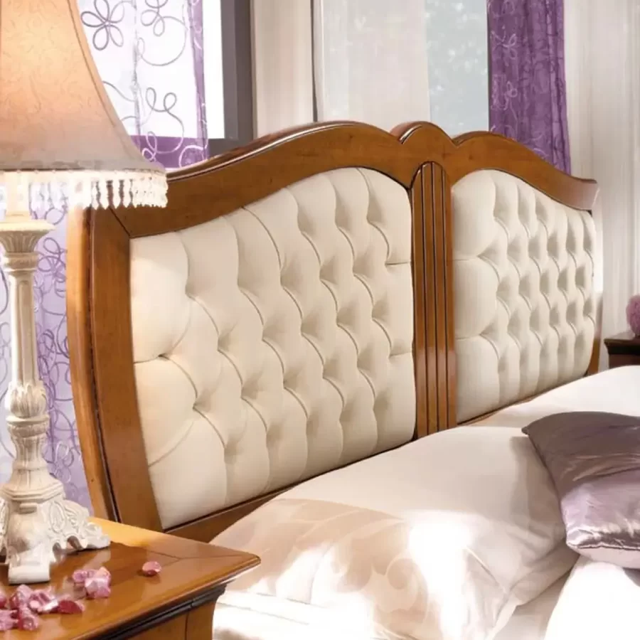 New Deco Bed with Leather Headboard by Francesco Pasi, Italian Bedroom Furniture
