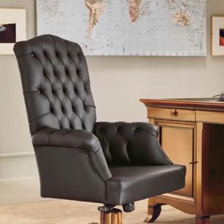 New Deco fauteuil capitonné en cuir — Francesco Pasi