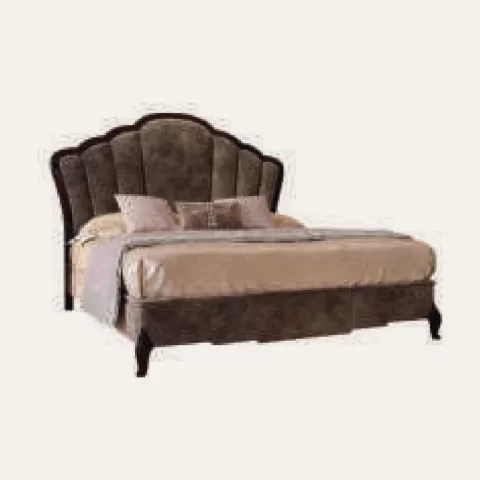 Ocean Shell-shaped Bed, Upholstered Frame, Hand-carved legs