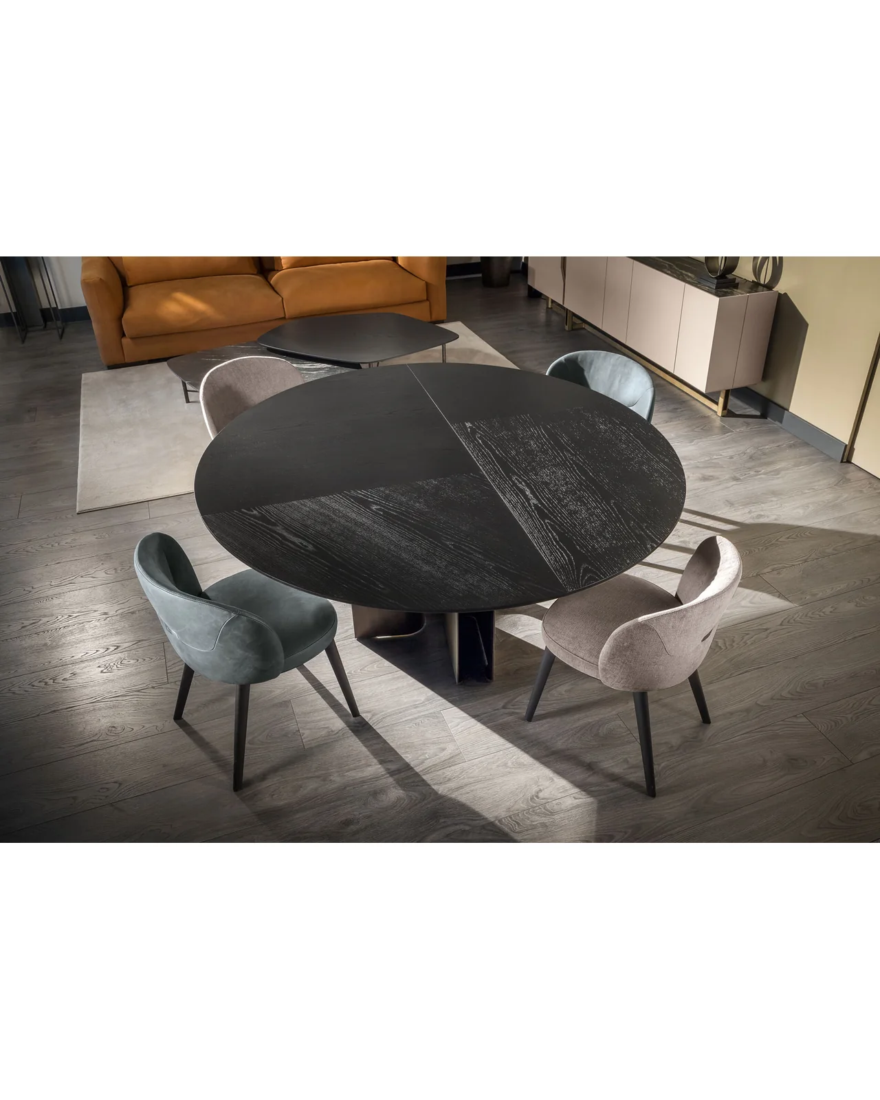 Mirage Round dining table by Cantori, in an interior setting, photo 5 of 8