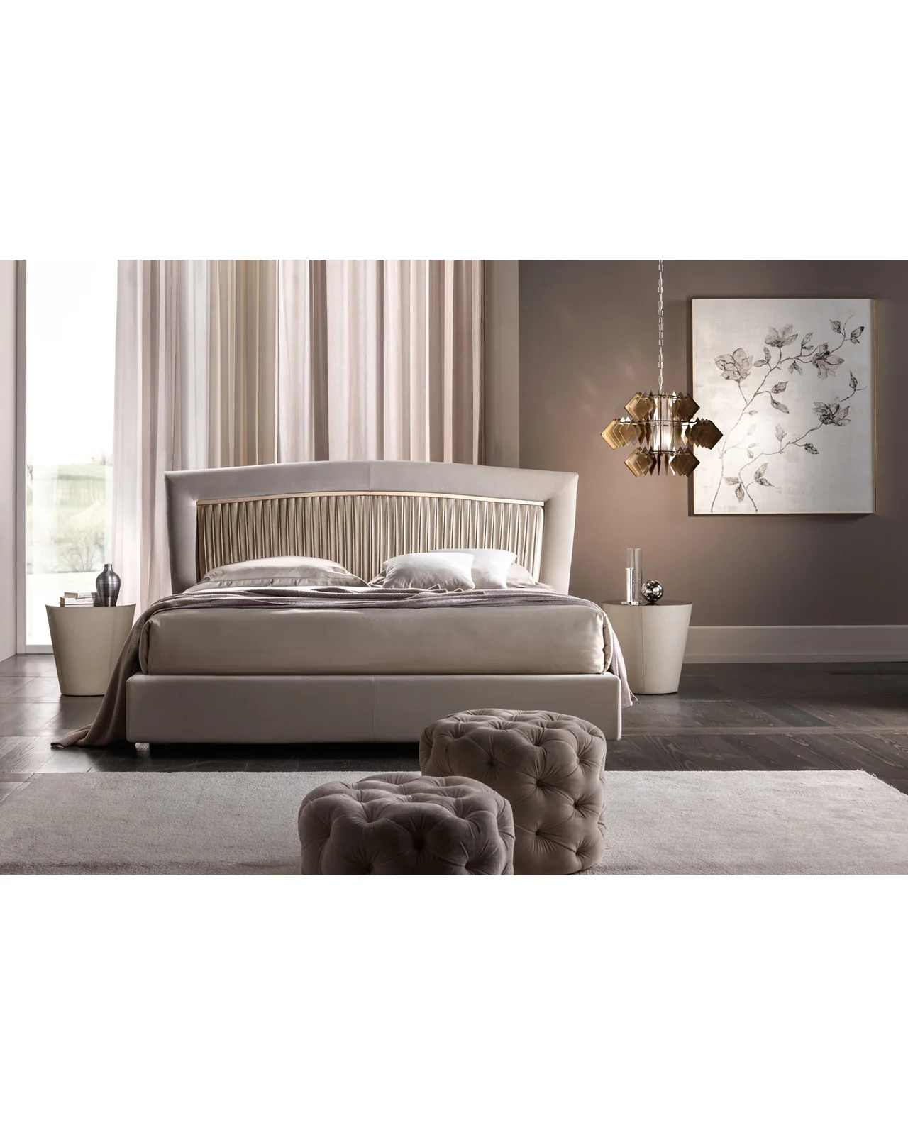 Portofino Plisse bed by Cantori, in an interior setting, photo 3 of 3