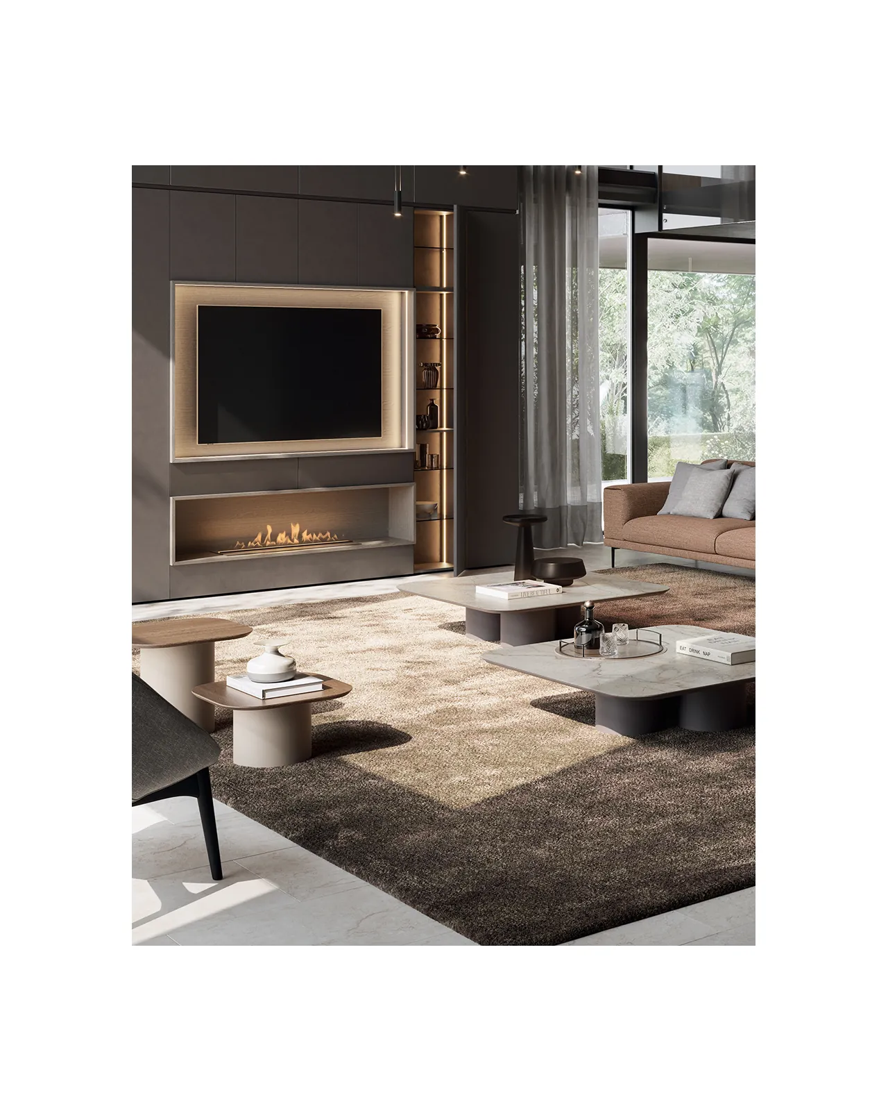 Electric Fireplace Unit by Dall'Agnese, in a living room setting, detail, photo 1 of 2, Nobili Design catalog