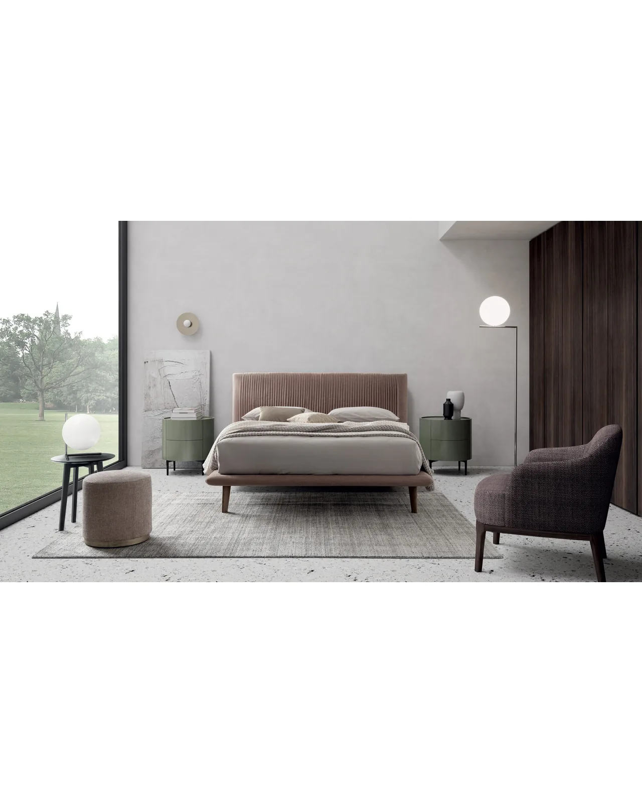 Plissè bed by Dall'Agnese, in an interior setting, photo 2 of 6, Nobili Design catalog