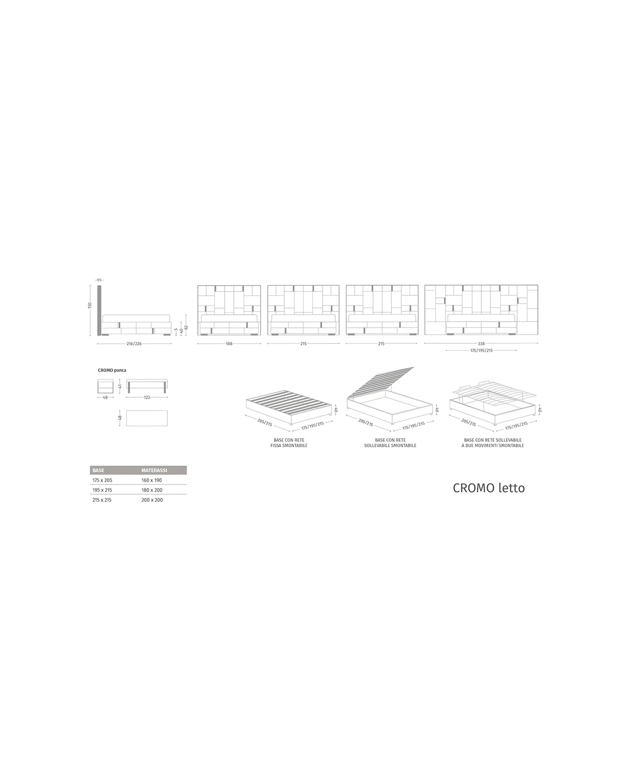 Cromo Bed by Epoque, technical drawing with dimensions, photo 5 of 5