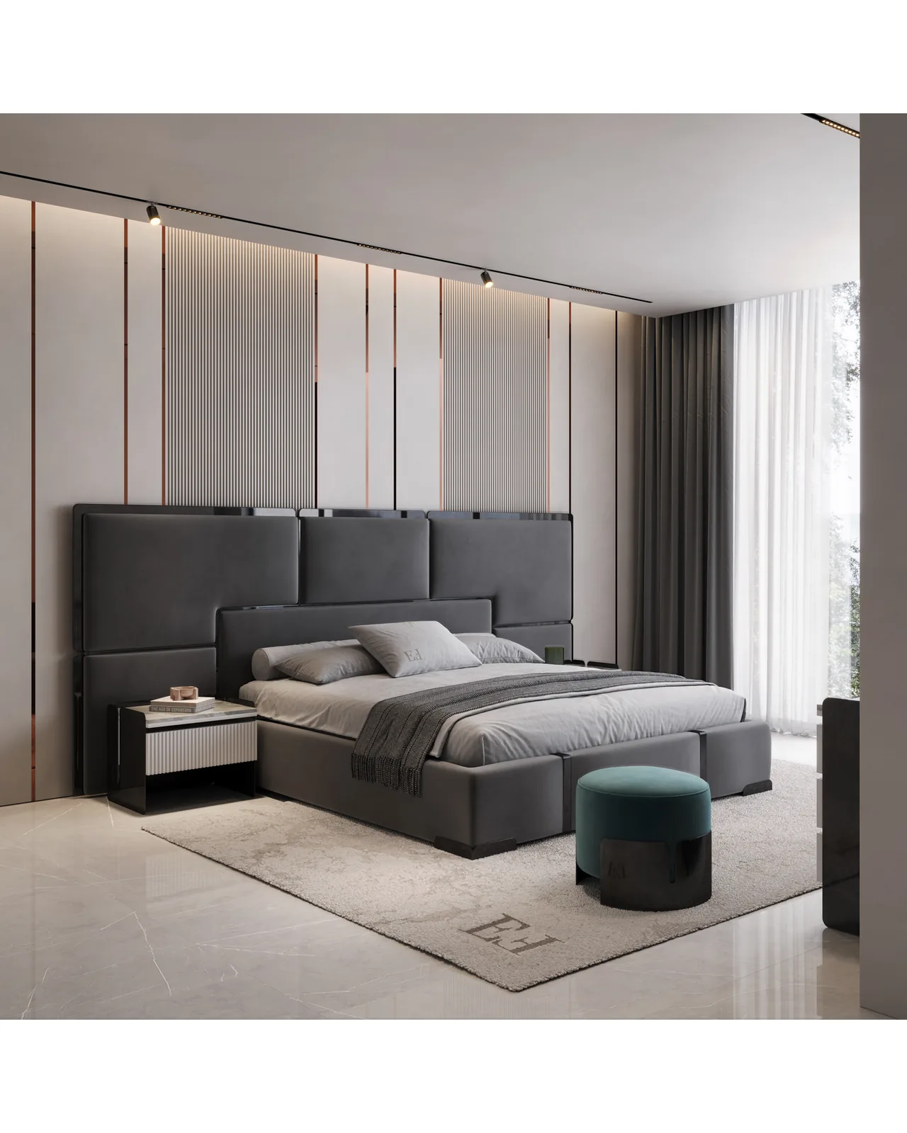 Morganite Nightstand by Epoque, in a bedroom setting, photo 1 of 1, Nobili Design catalog