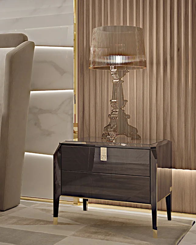 Icon Night Stand, Bedroom Furniture, in Canaletto walnut, contemporary style, by Francesco Pasi