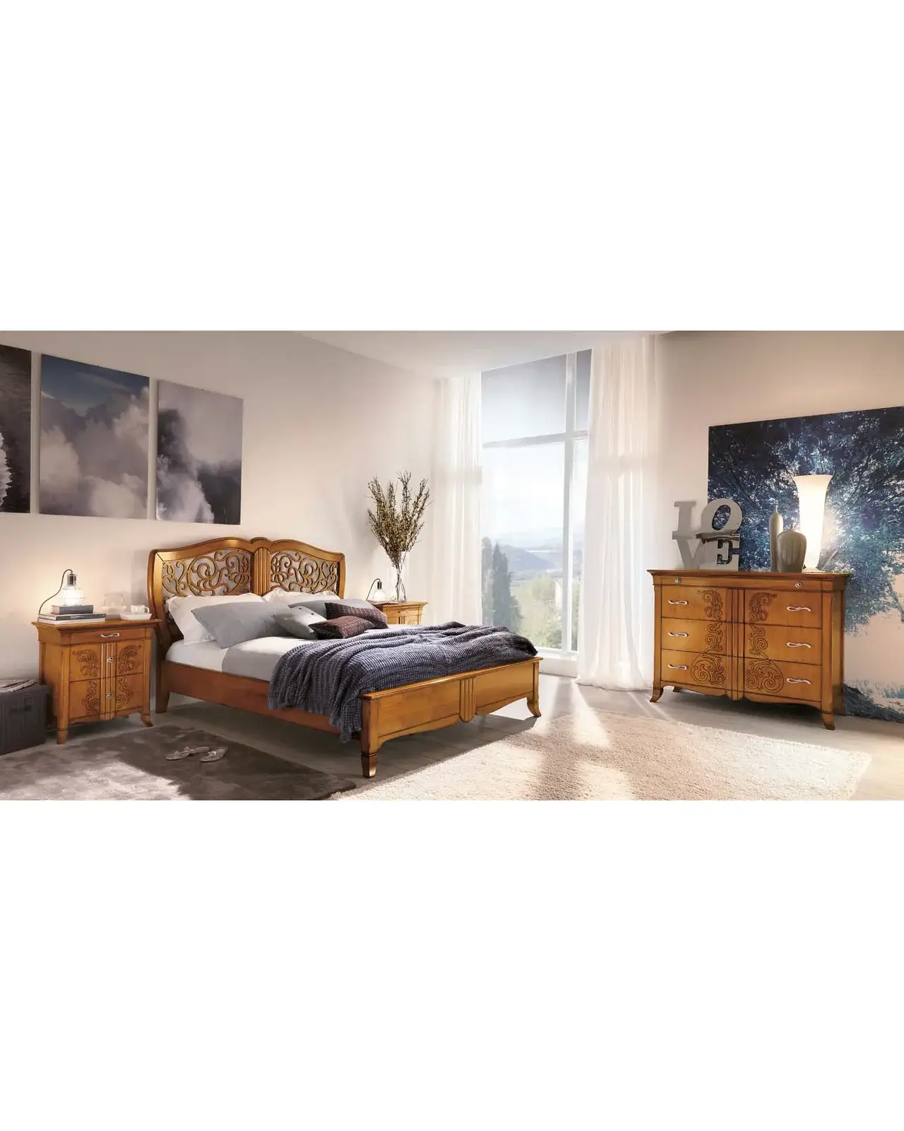 New Deco Nightstand, Natural Facade – Francesco Pasi New Decò, in a bedroom setting