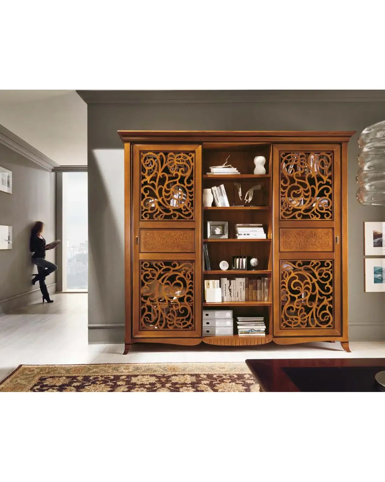 New Deco Bookcase, Sliding Fretwork Doors, photo 1 of 2