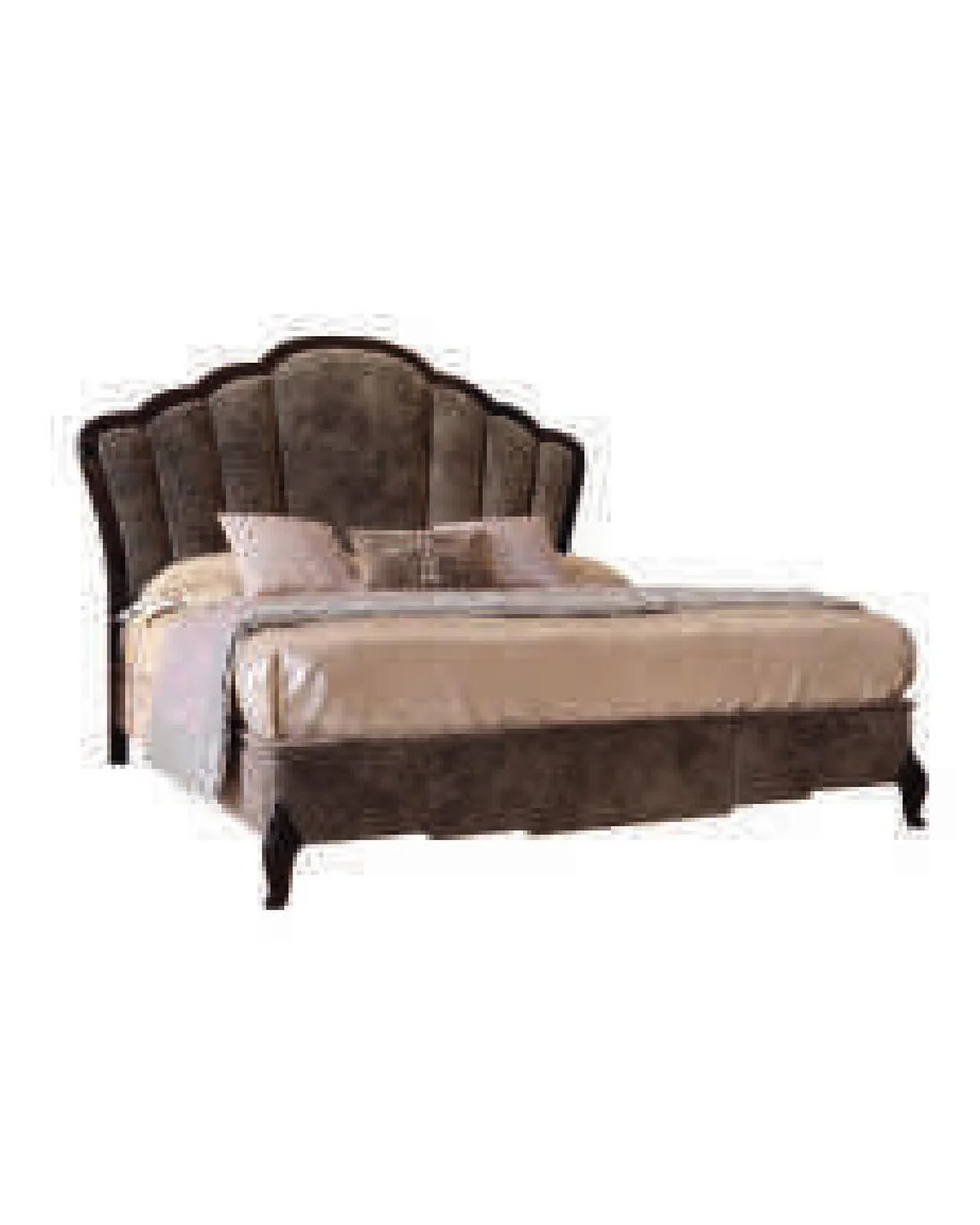 Ocean Shell-shaped Bed, Upholstered Frame, Hand-carved legs, product photo