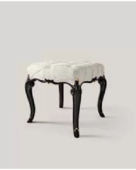 Opera Square Pouf, Tailored Upholstery, Living Room Furniture, in Cherry veneer on blockboard, Veneto classical Italian style, by Francesco Pasi