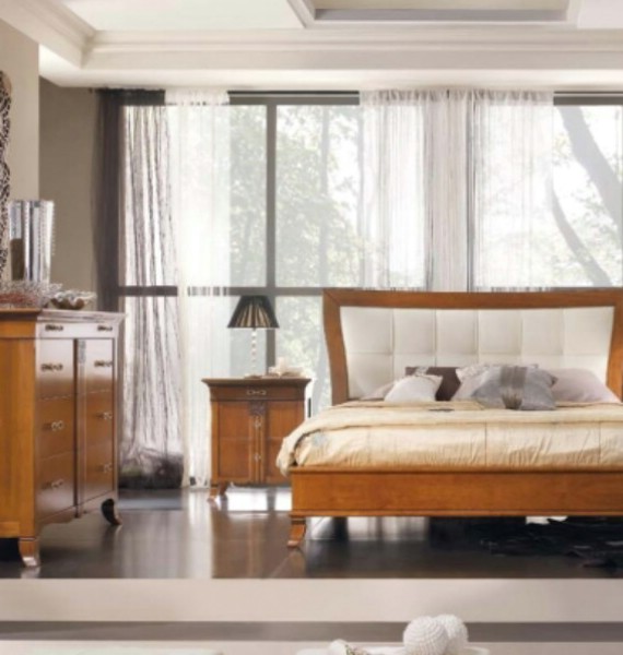Nuevas camas tapizadas Deco clásicas de madera 5