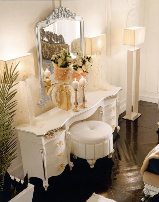 Mobília de quarto de luxo clássica Amelie Golden 4